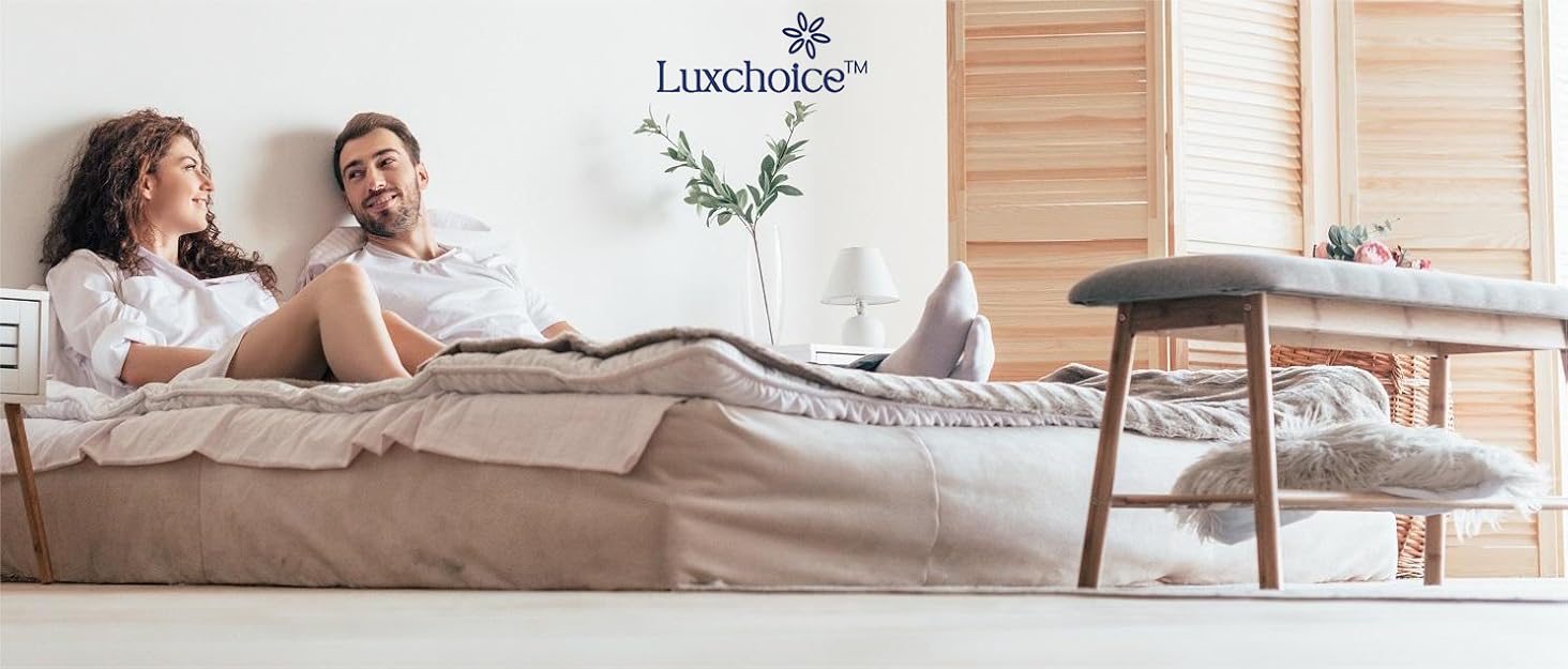 Надувна ліжко Luxchoice для 2 осіб з електричним насосом. Преміум якість, для кемпінгу та дому (темно-помаранчевий, односпальна)
