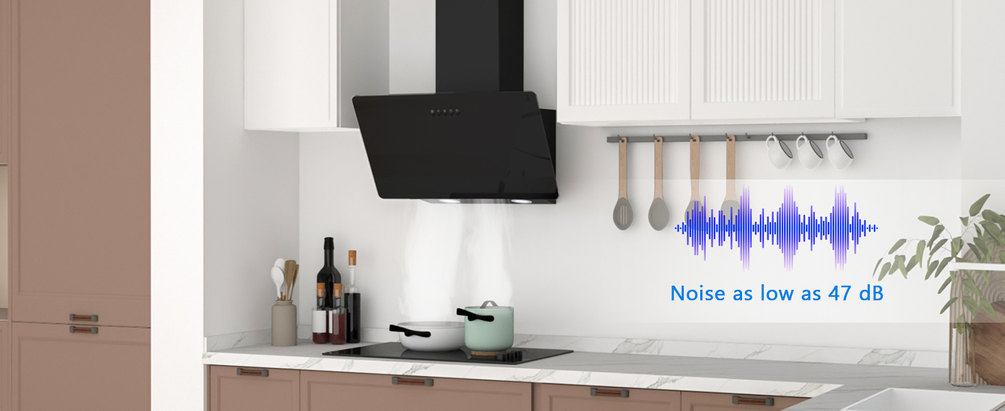 Похила витяжка для кухні FIREGAS 60 см, чорна, з LED-підсвіткою, безщеточним мотором та режимами відводу/рециркуляції повітря, клас енергоефективності A++