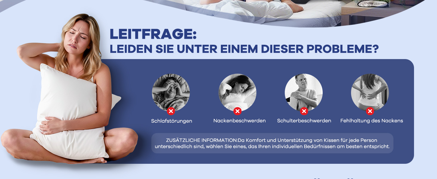 Подушка для сну DONAMA з Memory Foam: ортопедична подушка для шиї та голови для сну на боці, спині та животі з чохлом