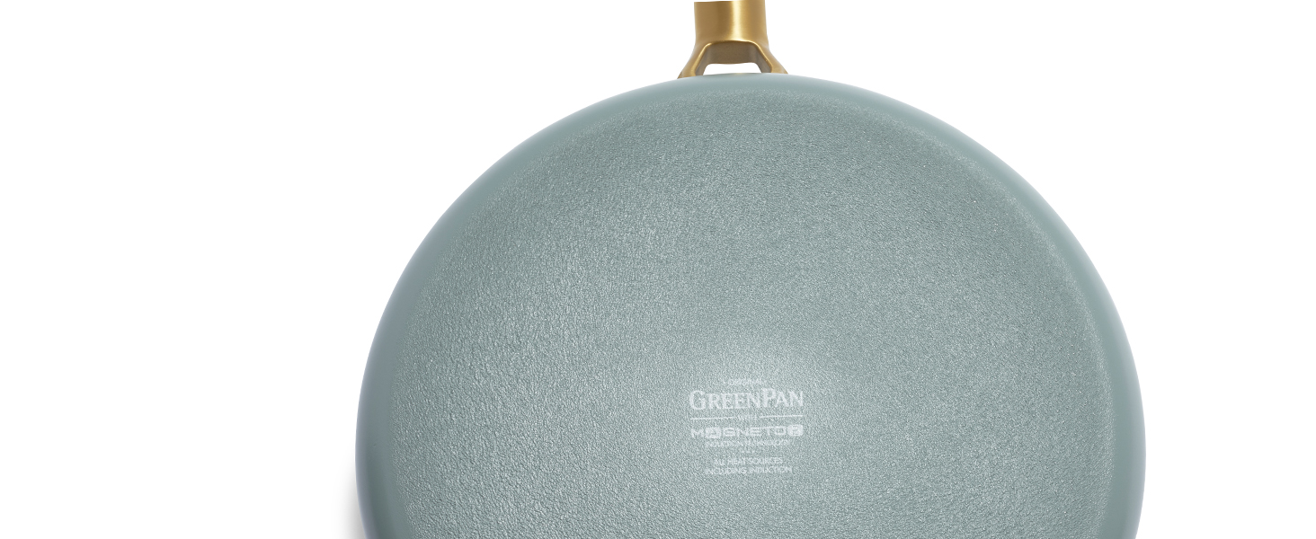 Каструля GreenPan Padova Reserve з нержавіючої сталі з антипригарним покриттям Hartelox, 18 см, 2 л, з кришкою з термостійкого скла, без PFAS, для індукційних плит, з золотим ручками, придатна для миття в посудомийній машині та випікання, колір Димчастий блакитний