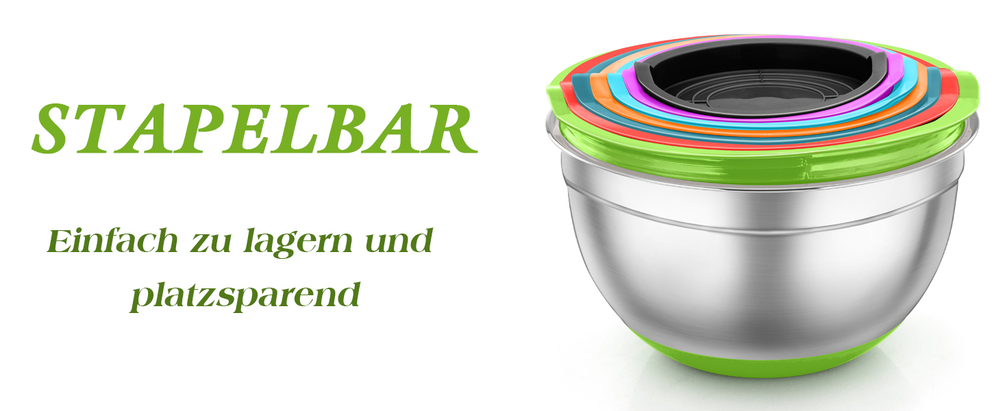 Набір мисок TEAMFAR з нержавіючої сталі: салатовники з кришкою та силіконовим дном (0.7-6.5л), 7 шт.