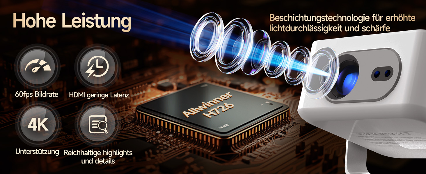 Magcubic HY300max Міні проектор 4K/8K з Android 14, WiFi 6, Bluetooth 5.4, Автофокус, для домашнього кінотеатру, білий