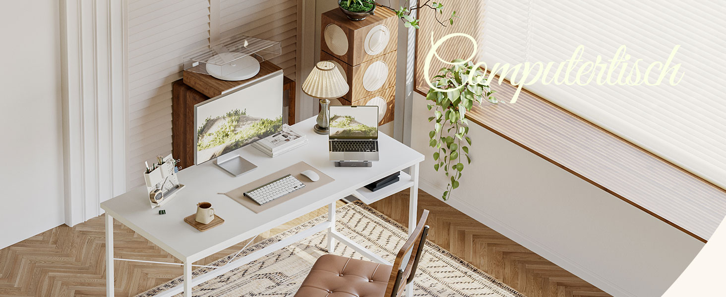 Комп'ютерний стіл Mericonia 120 см, ігровий стіл для невеликих приміщень, білий стіл для дому та офісу, стіл для студентів 120x60 см