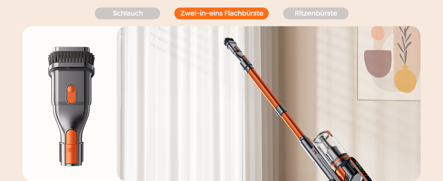 Бездротовий пилосос Fieety з акумулятором, 600W, 50kPa, 65 хв роботи, станція для зарядки на стіні, ароматерапія, автоматичний режим, сенсорний екран, висувний шланг 1 м для твердих поверхонь, килимів, шерсті тварин, автомобіля