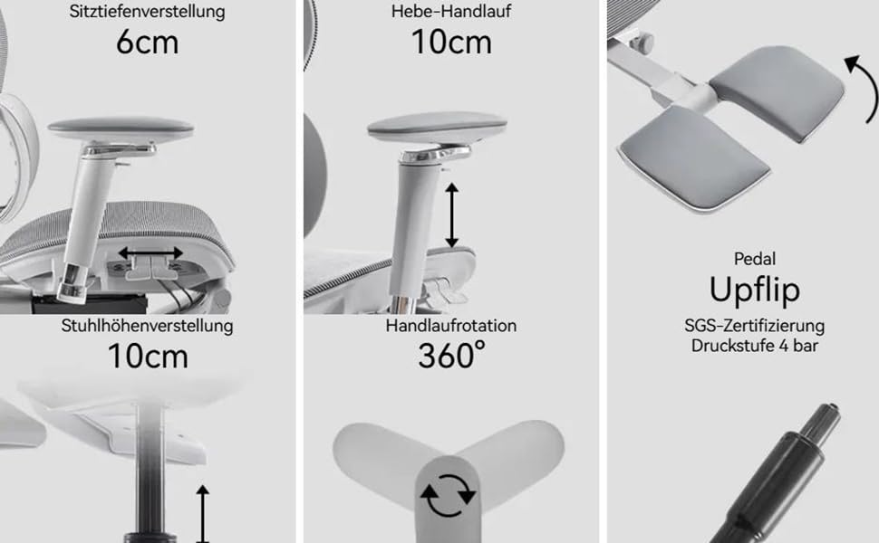 Офісний крісло MUSSO X700 з регульованою поперековою підтримкою GlideTrack, 6D підлокітниками, 4D підголівником та зсувною основою та підставкою для ніг – інтелектуальний комфорт для роботи, навчання та геймінгу (чорний)