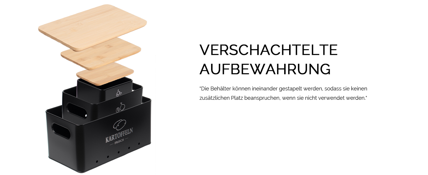 Набір контейнерів для зберігання картоплі, цибулі та часнику 3 шт. з циркуляцією повітря 360°