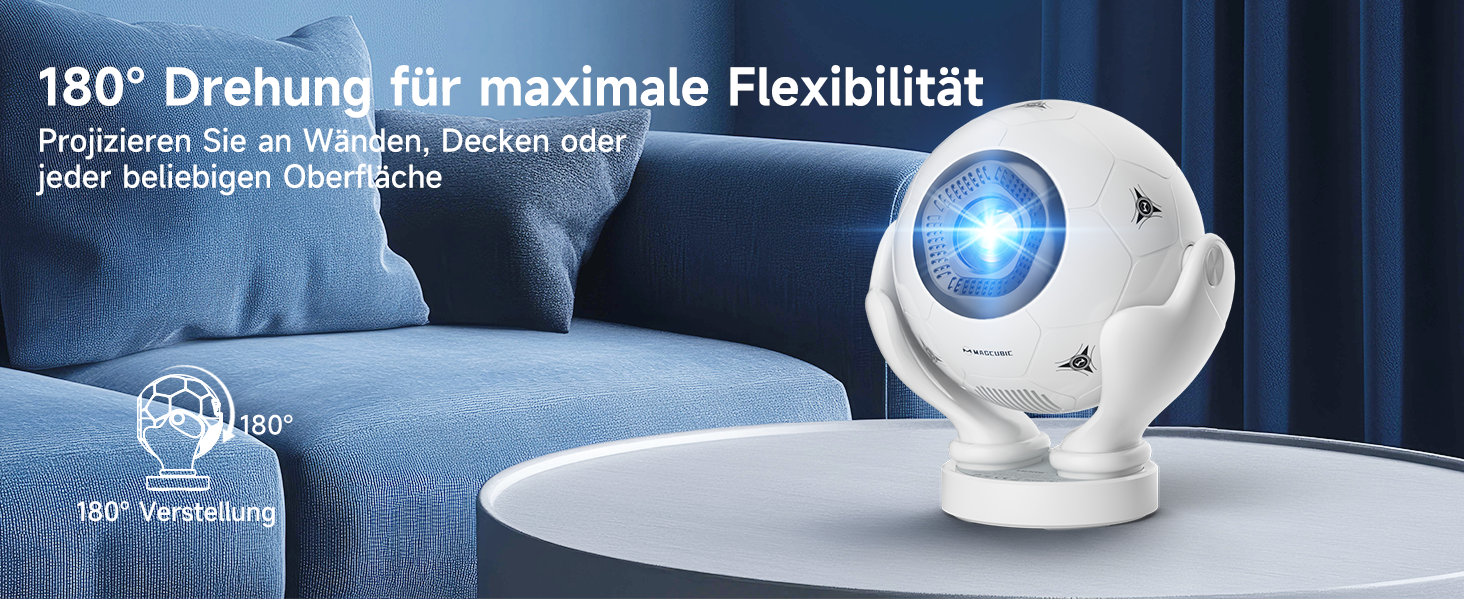 Magcubic Mini Beamer 4K/8K Android 14: Портативний проектор 1080P, 600 ANSI, WiFi 6, Bluetooth 5.4, Автофокус, 180° поворот, 12W динамік, для дому та вулиці (Білий)