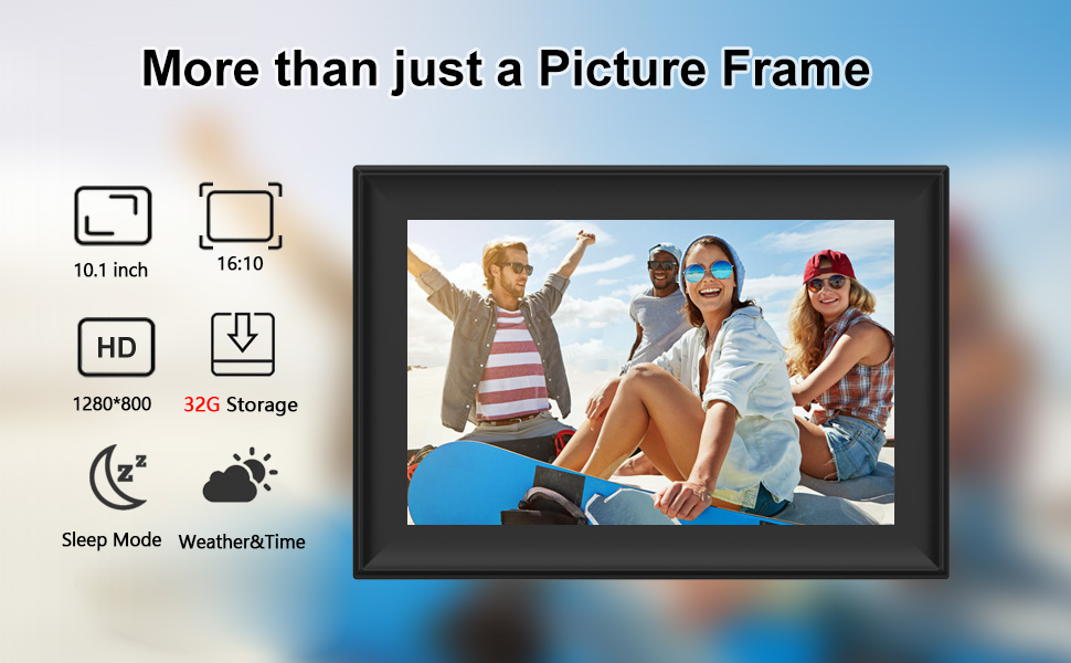 Цифровий фоторамка Frameo з Wi-Fi, 10.1 дюйми, 32GB, сенсорний екран, автоповорот