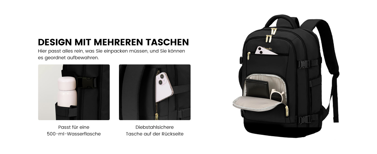 Рюкзак для ручної поклажі LOVEVOOK 40L, для ноутбука 17