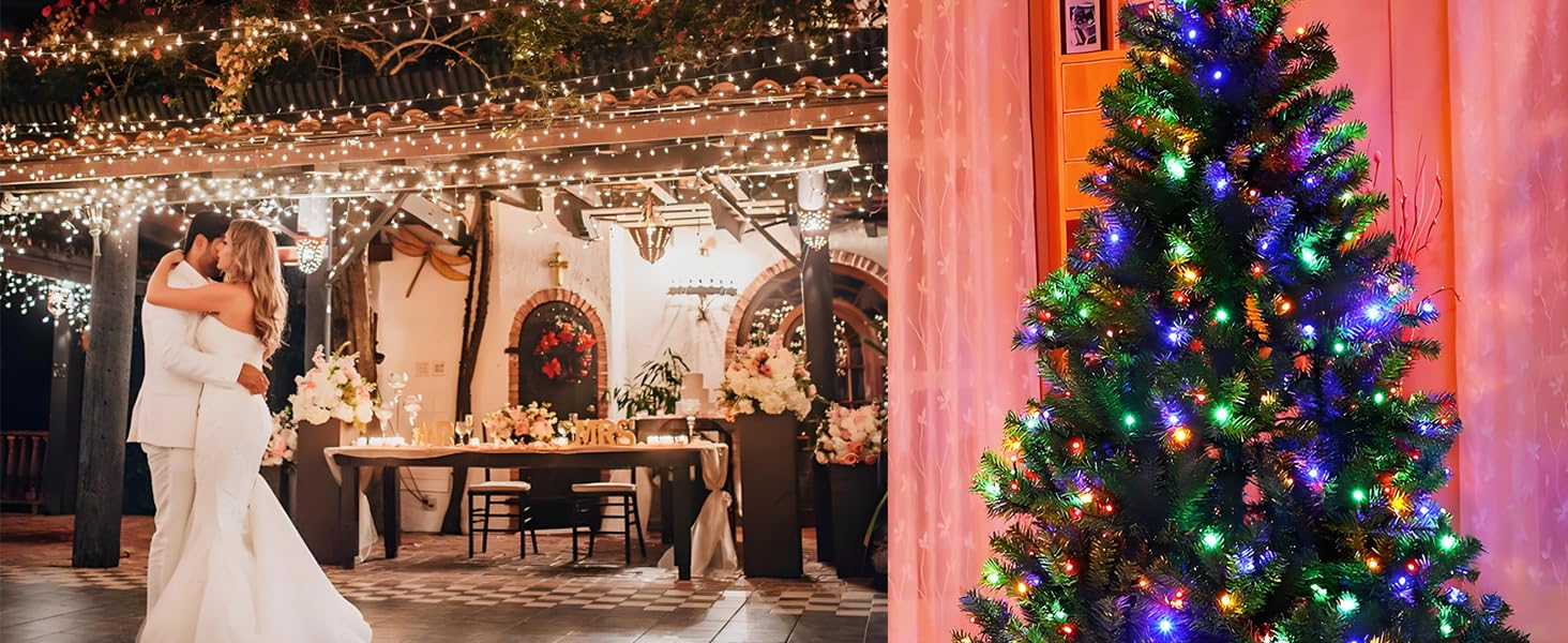 Гірлянда світлодіодна Hopelit 50 LED, 5 м, кольорова, на батарейках, з таймером, 8 режимів, вологостійка, для декору саду, вечірки, ялинки