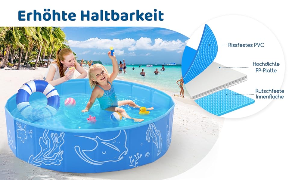 Надувне дитяче басейн з тінню 47 дюймів для пляжу, саду, дому (блакитний)