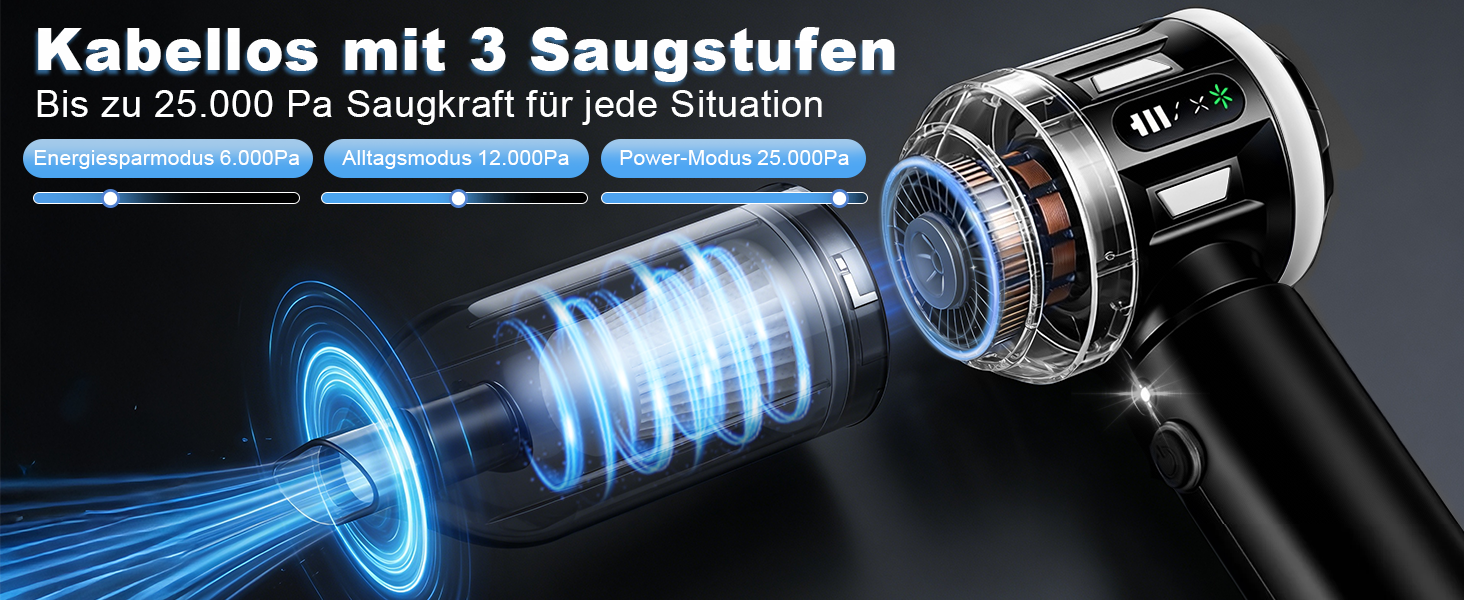 Акумуляторний ручний пилосос Citybee 4 в 1, бездротовий міні-пилосос для авто та дому, 25000Па, безщітковий двигун, 3 режими потужності, для шерсті тварин (чорний)