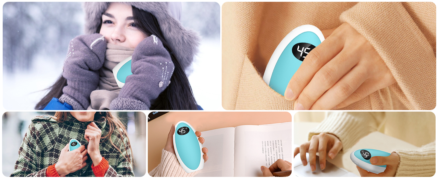 Портативний нагрівач рук Powerbank 5200mAh USB, електричний нагрівач для рук, для кемпінгу, катання на лижах, подарунок (блакитний)