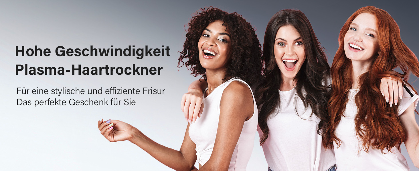 Професійний фен для волосся з дифузором, безщітковий двигун 110 000 об/хв, 400 млн плазмових іонів, низький рівень шуму 57дБ, чорний