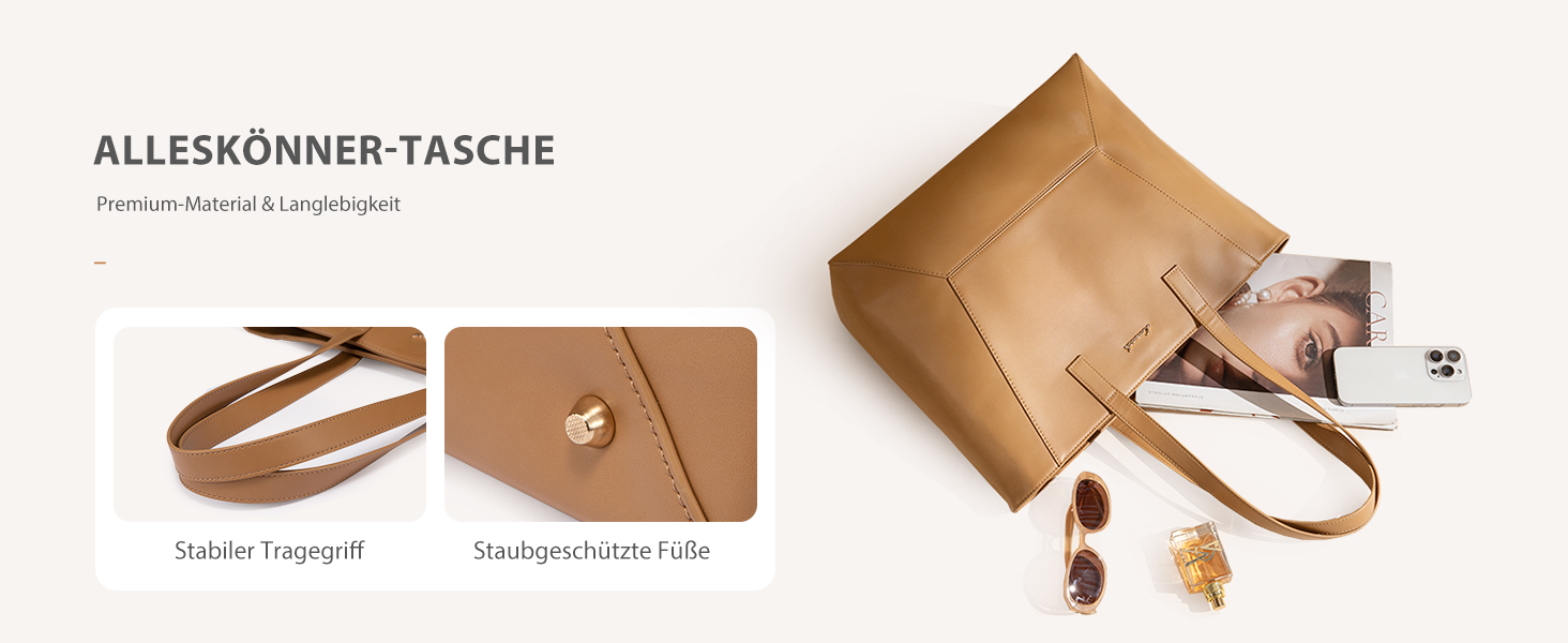 Сумка жіноча LOVEVOOK з натуральної шкіри, велика містка, на плече, тоут, для роботи та повсякденного використання, коричнева