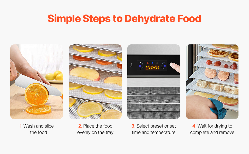 Електричний сушильний автомат VEVOR з 10 нержавіючих чаш, 1000 Вт: для м'яса, фруктів, овочів, трав, собачих ласощів