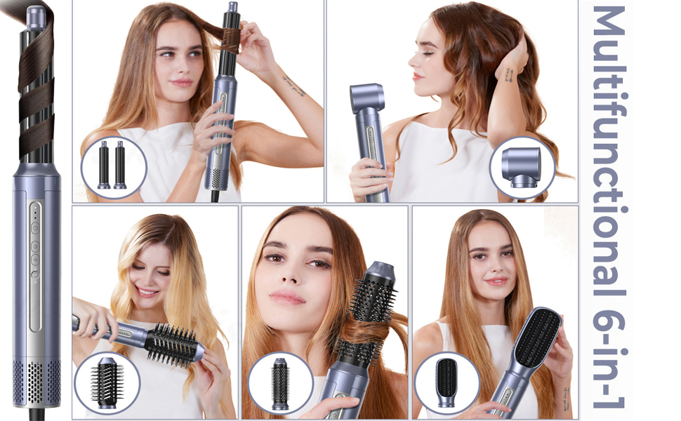 Набір для укладки волосся Hairstyler 5-в-1 з автозавиткою та фен-щіткою (Срібний)