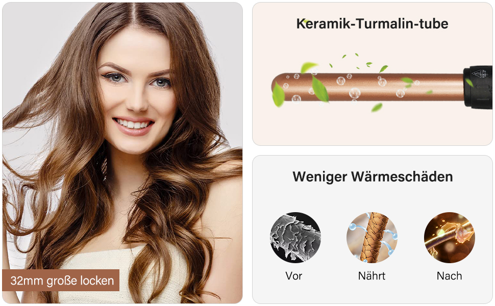 Набір для завивки волосся 5 в 1 Janelove - керамічний локонстаб 10-32 мм з різними насадками, регульована температура, рукавички та нейлонова сумка (Рожеве золото)