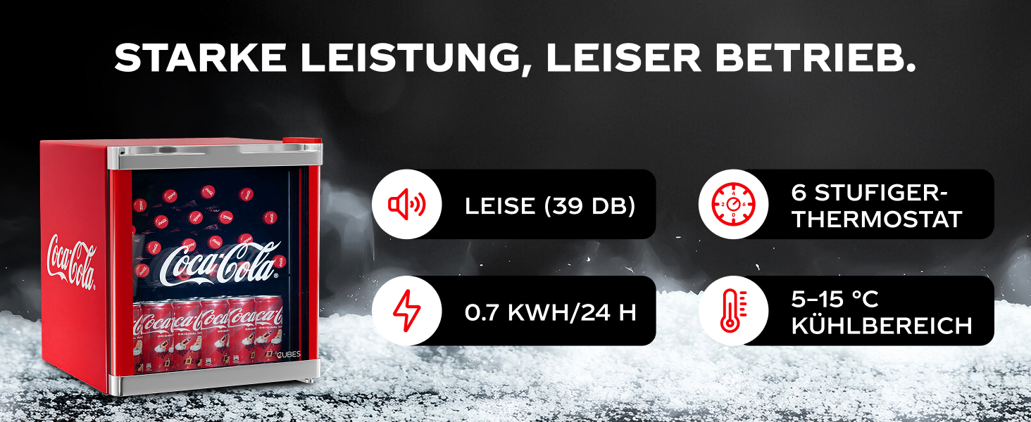 Міні-холодильник для напоїв °CUBES Original Red (48л) зі скляноюю дверцятою, енергоефективний та безшумний, для офісу, геймінгу та вечірок
