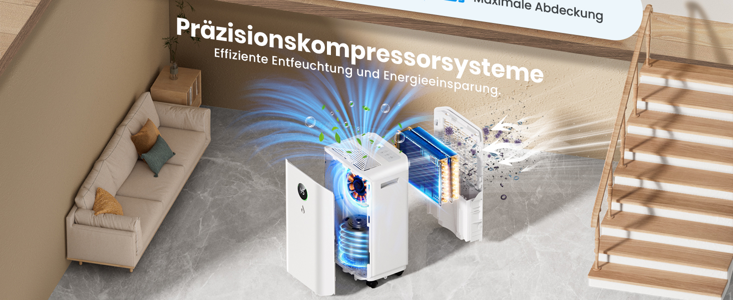 Електричний осушувач повітря 20л/день з цифровим дисплеєм, таймером та підключенням до каналізації. Для дому, підвалу та вітальні.