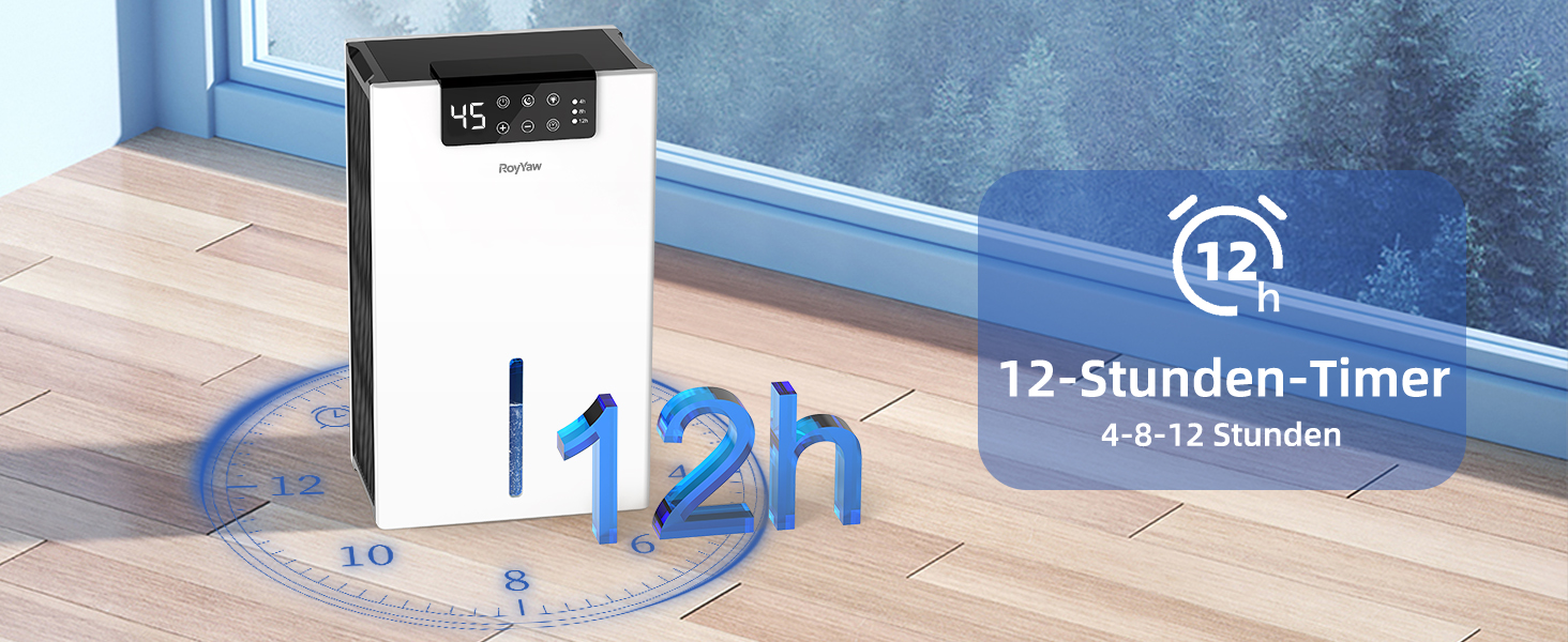 Електричний осушувач повітря 2700 мл з фільтром, тихий (28 дБ), з нічним режимом та 7 кольорами, білий