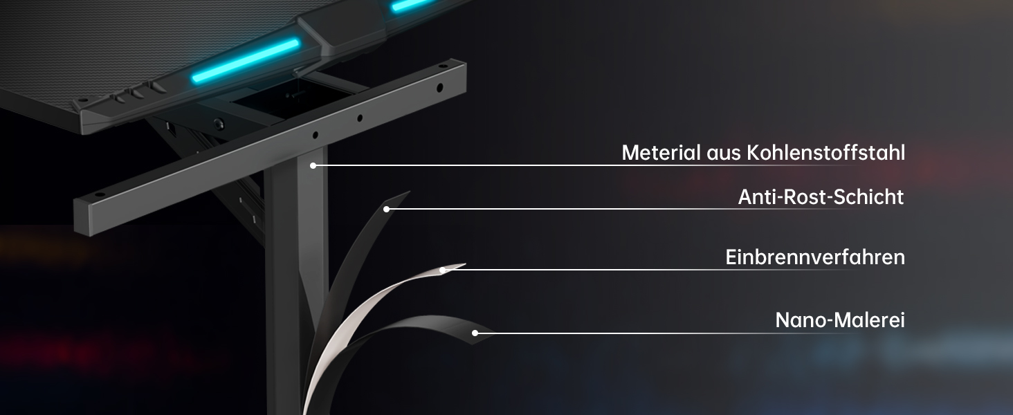 Ігровий стіл EUREKA ERGONOMIC з LED, 140x60 см. Стіл для геймерів з підсвіткою, органайзером для кабелів, тримачем для напоїв та навушників, чорний, X-Large