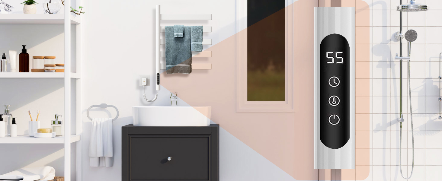 Електричний сушильник для рушників ZOYI 180° поворотний, 140W, сірий (настінний)