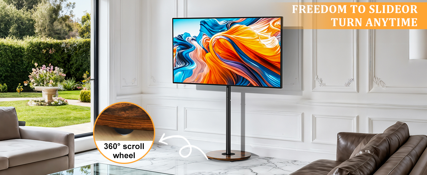 Підставка для телевізора Unho з регульованою висотою та коліщатками, для екранів 40-75 дюймів, VESA 600x400 мм (чорний)