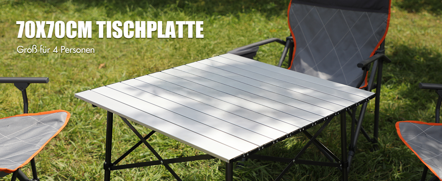 Складаний кемпінговий стіл PORTAL з алюмінієвою стільницею, витримує 80 кг, з сумкою для перенесення, білий — для пікніка, гриля, саду та балкона