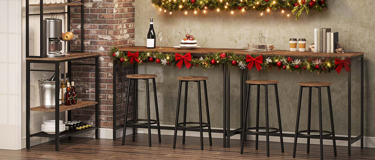 HOOBRO Барт-стіл 2-ярусний, високий, для кухні, балкону, вітальні, конференцзалу, бару, рустикального стилю, коричнево-чорний (EBF51BT01)