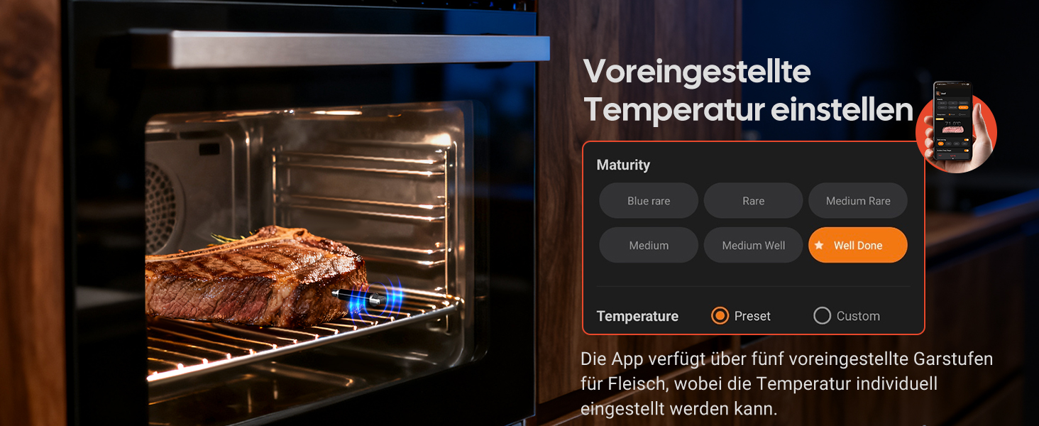 Термометр для м'яса INKBIRD INT-31-BW: бездротовий, Wi-Fi, Bluetooth, для приготування на грилі, в духовці, мангалі, фритюрниці