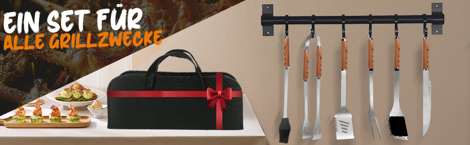 Набір гриль-посуду, 12 предметів, нержавіюча сталь, з кейсом, довговічні інструменти для гриля, кемпінгу, професійний набір для чоловіків та жінок
