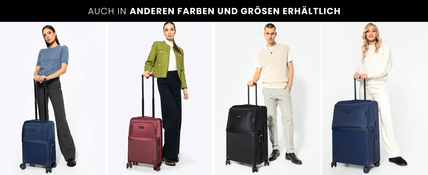 Набір валізWITTCHEN AXIS 3 шт. | Ручна та велика валіза | Гібрид ABS Nylon з TSA замком, телескопічною ручкою та 360° колесами | Бордовий колір