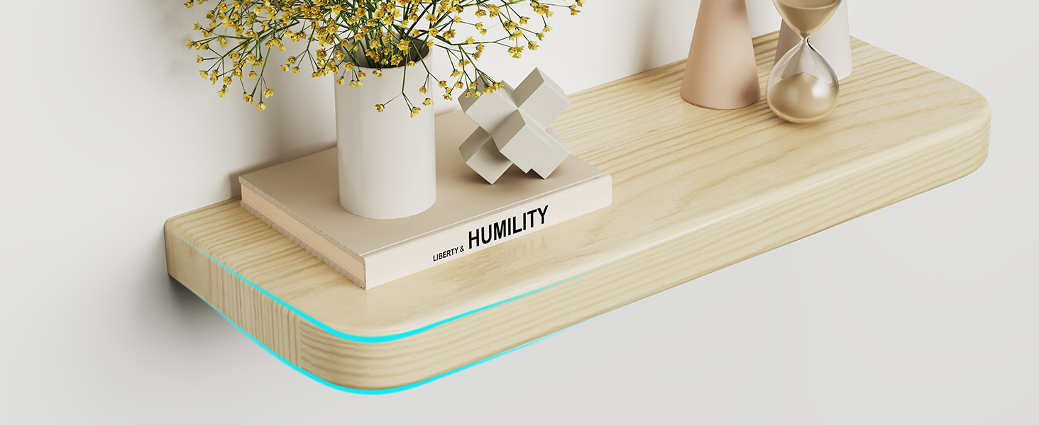 Плаваючі полиці Wandregal з дерева, набір 2 шт., коричневі - настінні полиці без кріплень для вітальні, спальні, кухні, для книг та декору