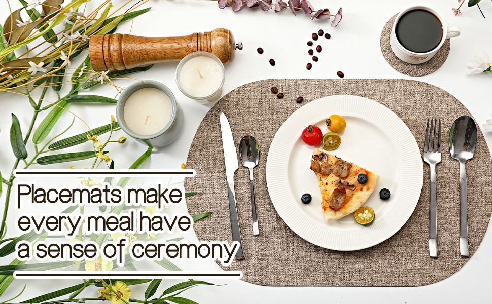 Набір килимків на стіл овальної форми, 6 шт., штучна шкіра, термостійкі та водонепроникні (зелені)