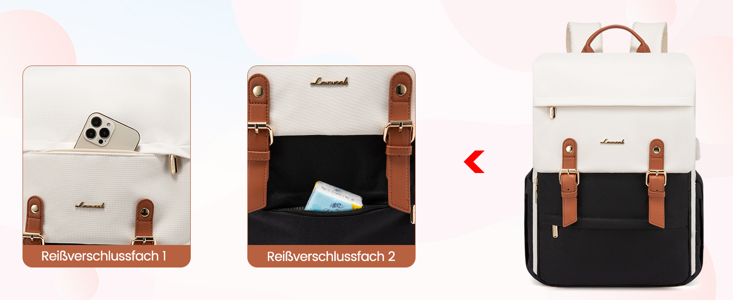 LOVEVOOK Рюкзак для жінок, рюкзак для ноутбука 15.6 дюймів, водонепроникний, для роботи, навчання, подорожей, стильний, бежевий & кавовий колір