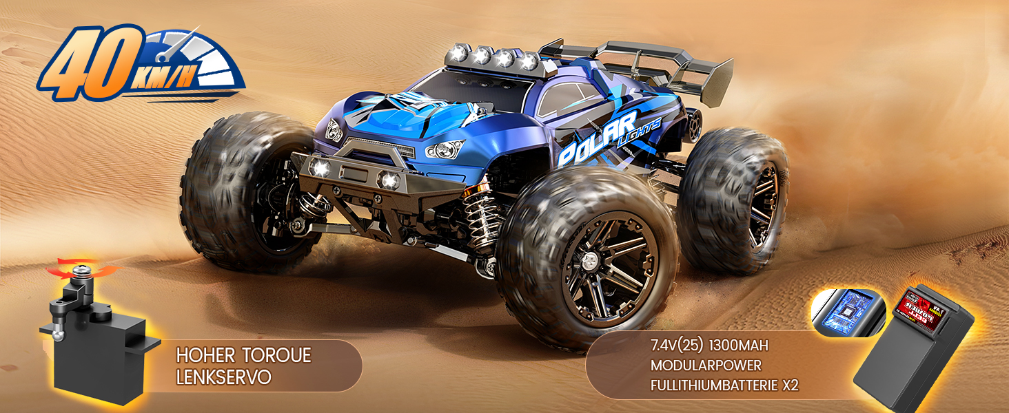 Радіокерований позашляховик 1:14 4WD RC авто для дорослих та дітей, швидкість 40+ км/год, 2 акумулятори 1300mAh, комплект коліс