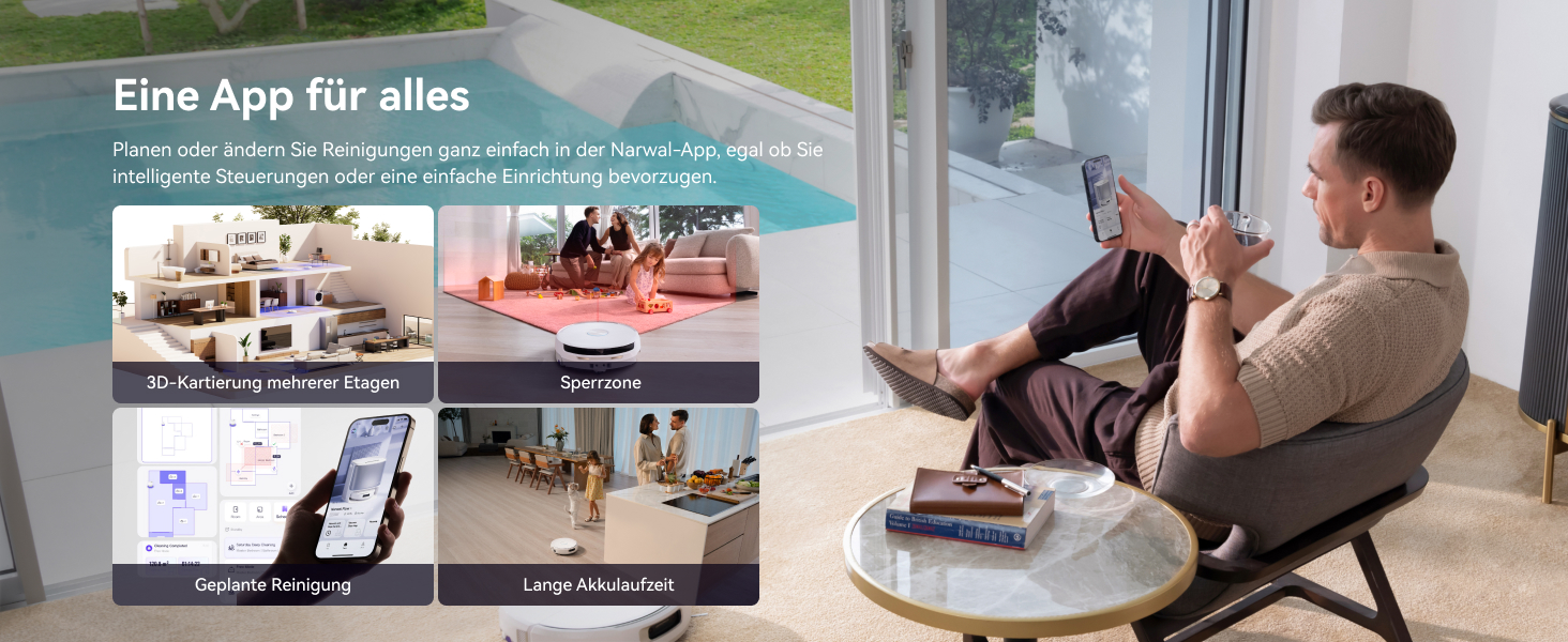 Робот-пилосос NARWAL Flow з функцією миття підлоги, система FlowWash з автоматичним самоочищенням, потужність 22000 Па, збір шерсті тварин DualFlow, миття 45-80°C та гаряче повітря, док-станція для самостійного очищення