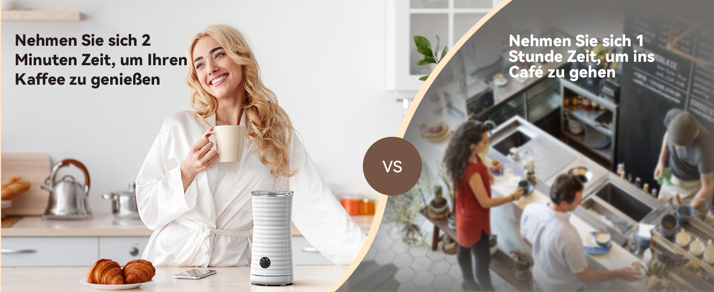 Електричний спінювач молока Morpilot 4-в-1 для лате, капучино та макіато (білий)