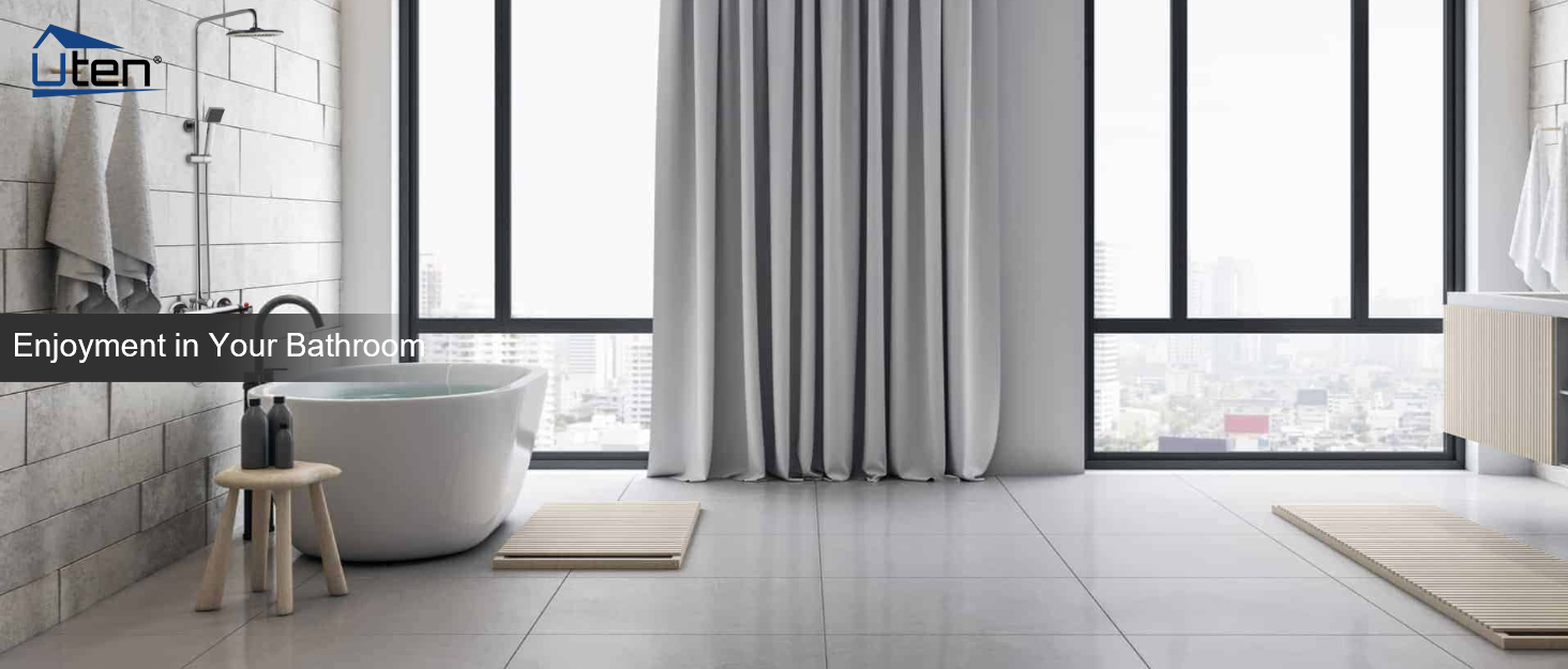 Змішувач для ванни з термостатом Uten, ванний термостат з 38°C захистом, 2 виходи для води, латунь (срібло)