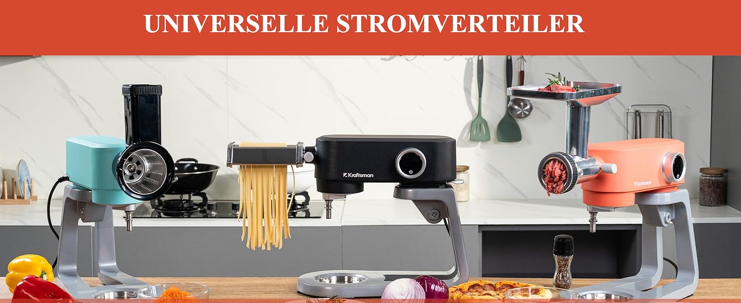 Кухонна машина 5л з місткою чашею з нержавіючої сталі, для тіста, піци, з таймером та 8 рівнями швидкості, з набором насадок (міксер, гак для тіста, вінчик)