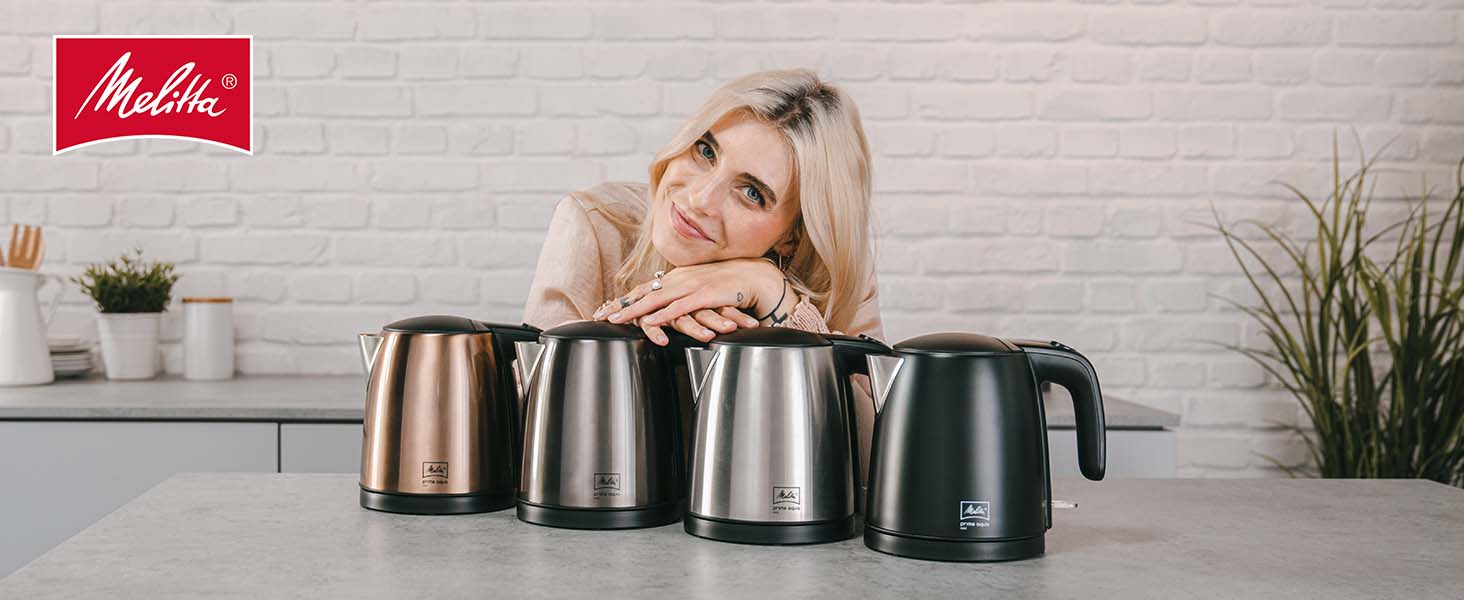 Чайник - MELITTA - Prime Aqua mini Top, нержавіюча сталь, 1.0 л, 2200 Вт, зовнішній індикатор рівня води, 1018-03 стільниця з нержавіючої сталі