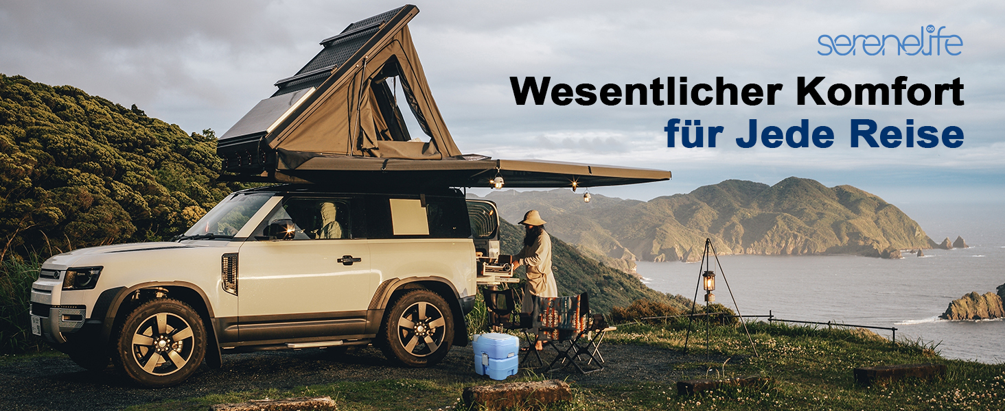 Туалет для кемпінгу SereneLife - портативний хімічний туалет з баком для відходів та баком для чистої води 12л - мобільний туалет для кемпінгу, подорожей, дітей та дорослих - до 120 змивань - легкий (5,2 кг) та компактний (20л) - портативна туалетна кабінка з тримачем для телефону