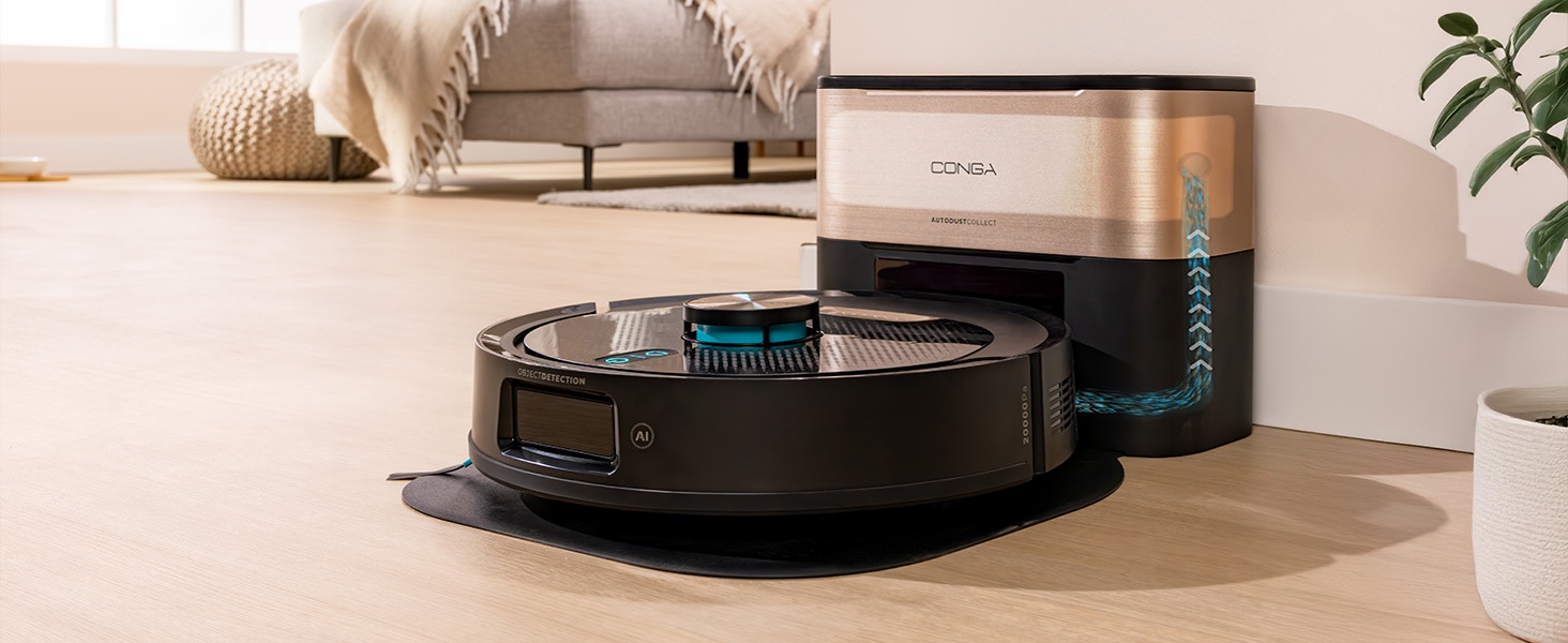 Робот-пилосос та робот-мийник Cecotec Conga Y100 X-Treme з AI та керуванням через додаток. Потужність всмоктування 20000Pa, штучний інтелект, силіконова щітка проти заплутування, обертові мікрофібри, автономність до 220 м²