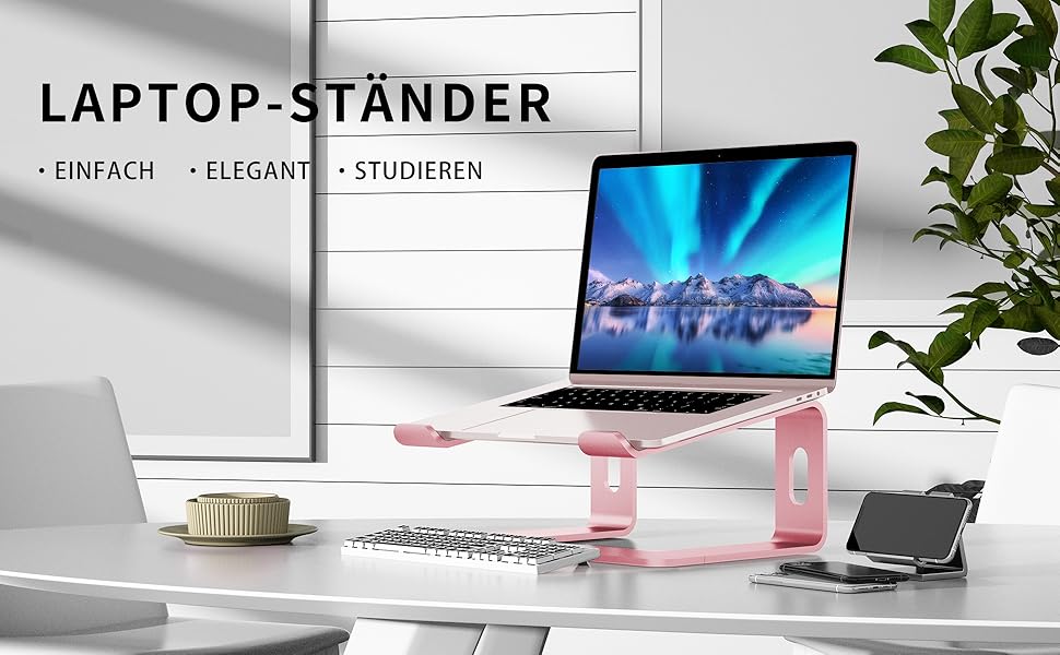 Підставка для ноутбука Soundance, алюміній, ергономічна, для столу, 10-15.6 дюймів, рожева