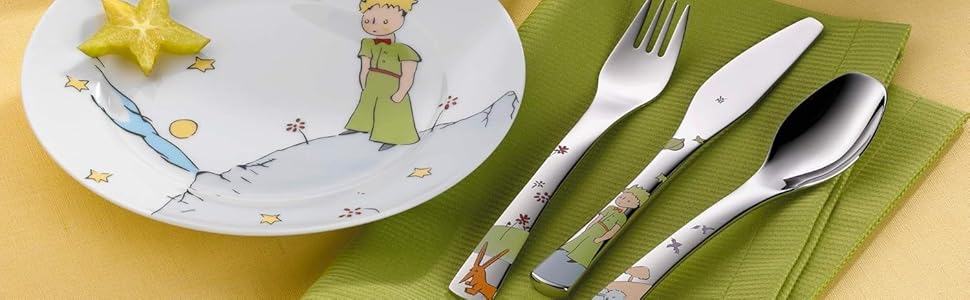 Набір дитячого посуду WMF Der kleine Prinz, 6 предметів – нержавіюча сталь, персоналізована гравірування, придатний для миття в посудомийній машині, подарунок на народження або хрещення