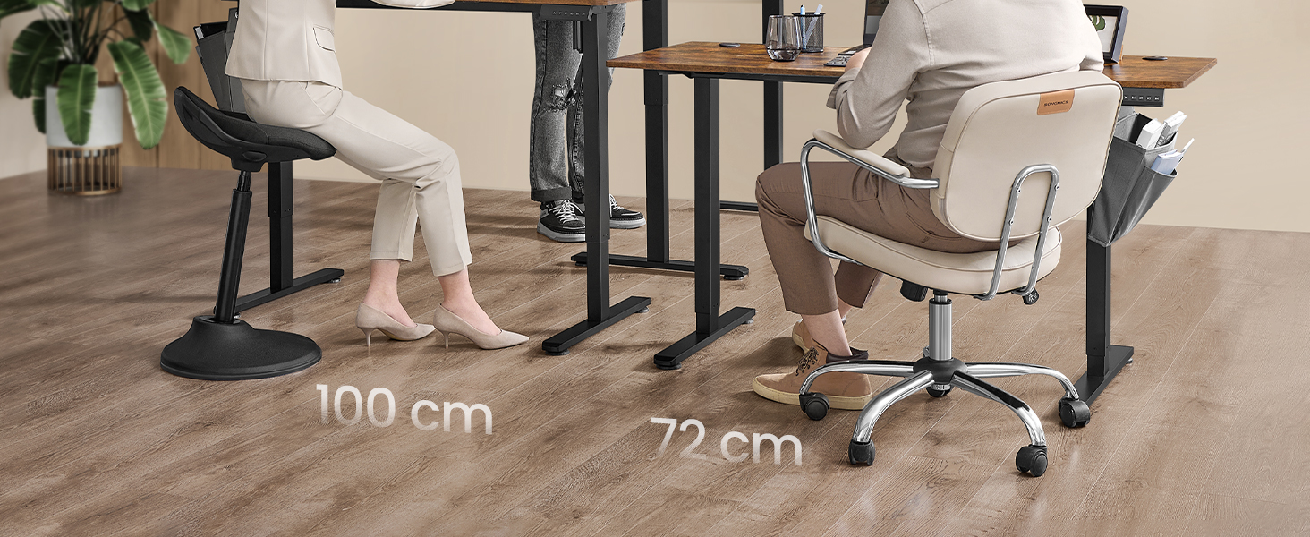 SONGMICS Стол письменний електричний, 160 x 70 см, регульована висота, 4 положення пам'яті, для офісу, вінтажний коричневий, LSD136K01