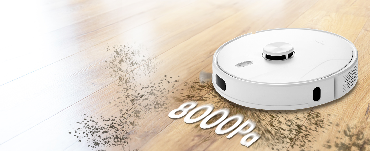 Робот-пилосос MEDION X41SW+ з док-станцією, лазерною навігацією та функцією миття підлоги. Потужність всмоктування 8000Pa, 2-в-1, створення точних карт, зони заборони, підтримка декількох поверхів