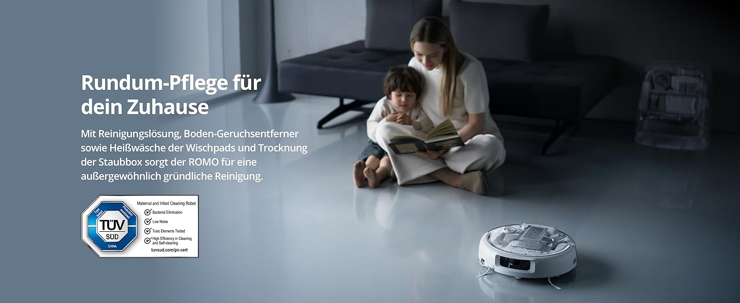 Робот-пилосос DJI ROMO S з функцією миття підлоги, 25000 Па потужність всмоктування, розпізнавання перешкод рівня дрона, два роботизовані руки, 200 днів без обслуговування, автоматичне очищення та сушіння моп-насадки (DJI ROMO P (версія з баком для води))