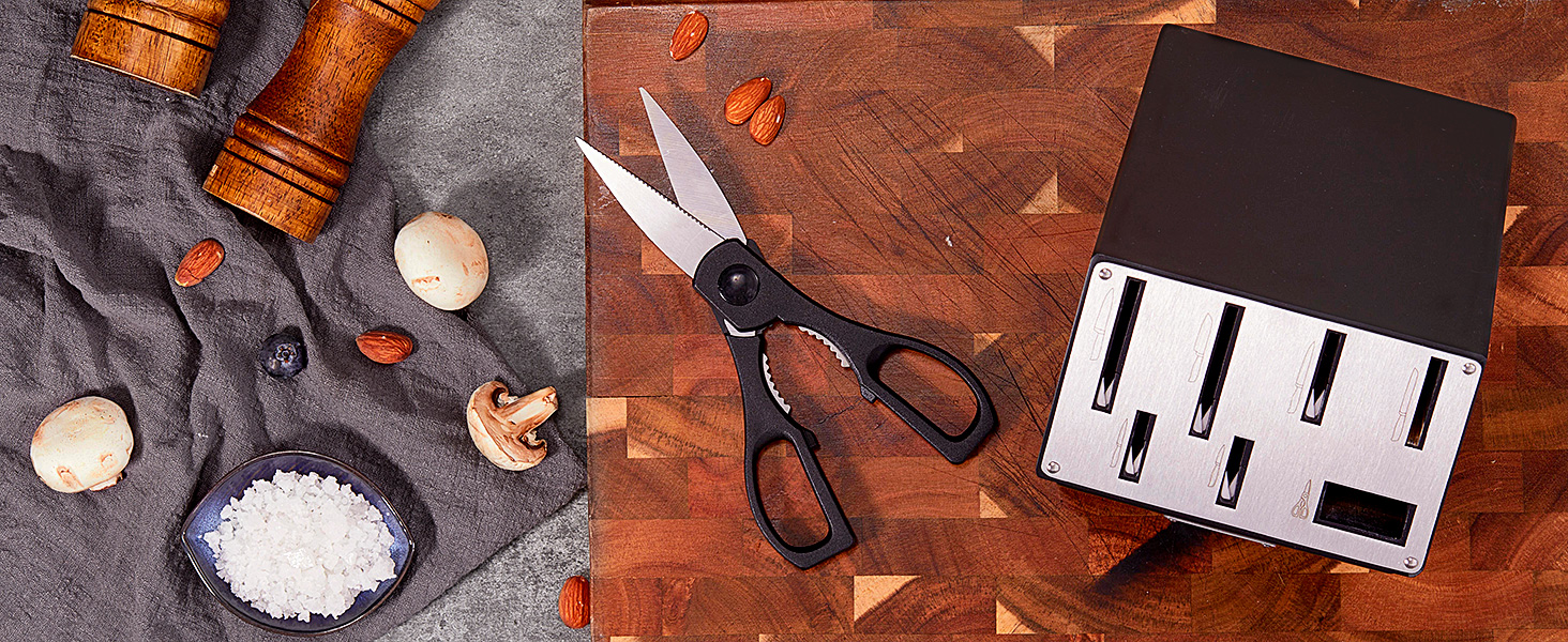 Набір ножів FOHERE з бруском для заточування, 14 предметів. Професійний набір кухонних ножів з нержавіючої сталі, ергономічні ручки, ідеальний подарунок